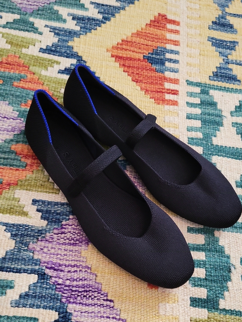 Rothy's The Square Knit Mary Jane Flats - Black - 9 - NWOT